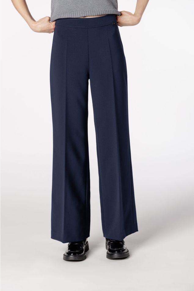 Pantalón recto de doble crepé