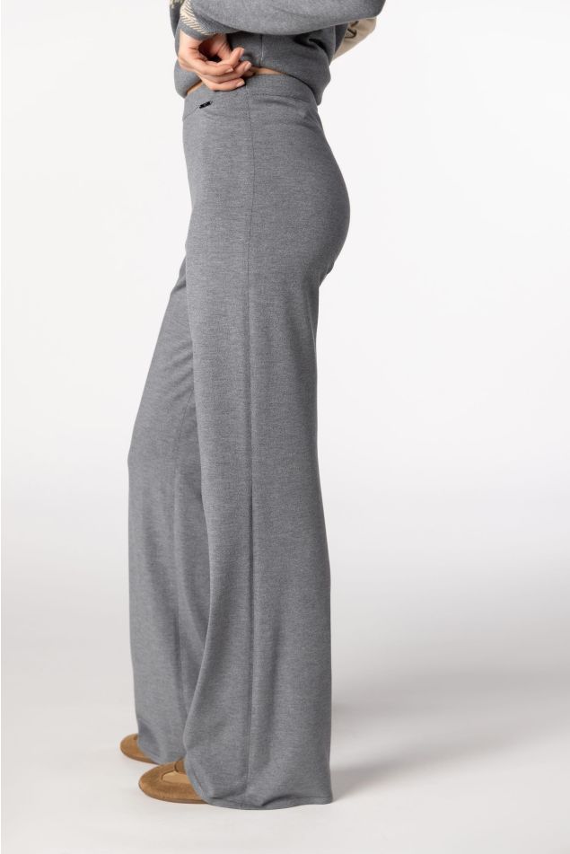 Wide-Leg Plain Knit Trousers