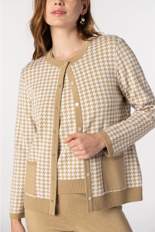 Jaqueta de punt jacquard de pota de gall