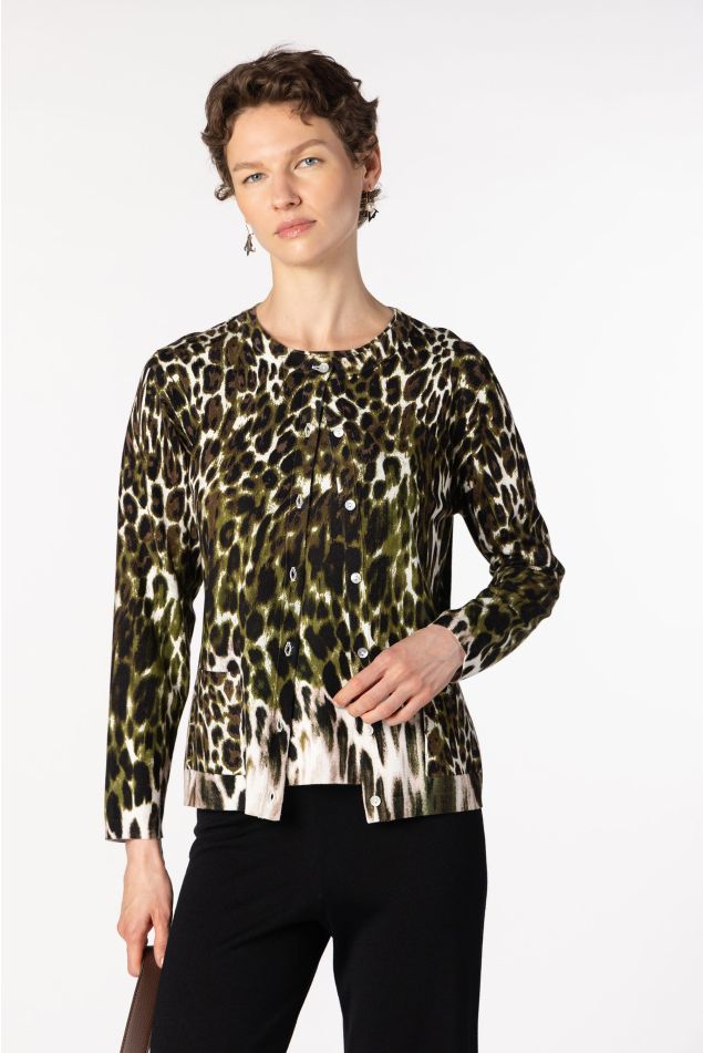 Chaqueta de punto con estampado animal
