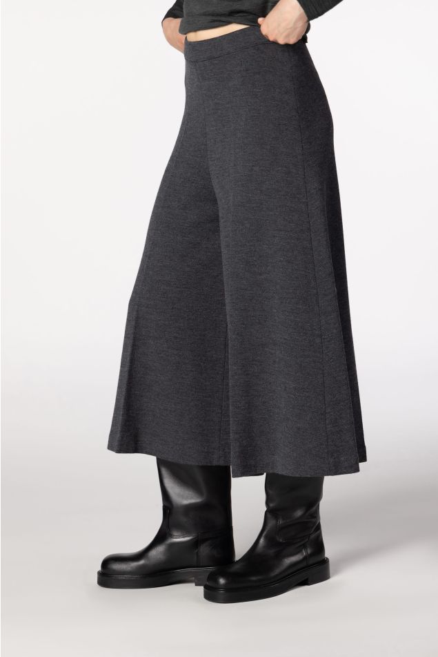 Midi Wide-Leg Milano Knit Trousers