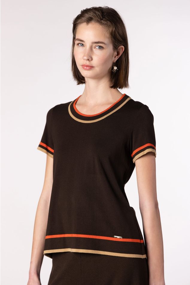 Knit Sweater with Contrast Trims