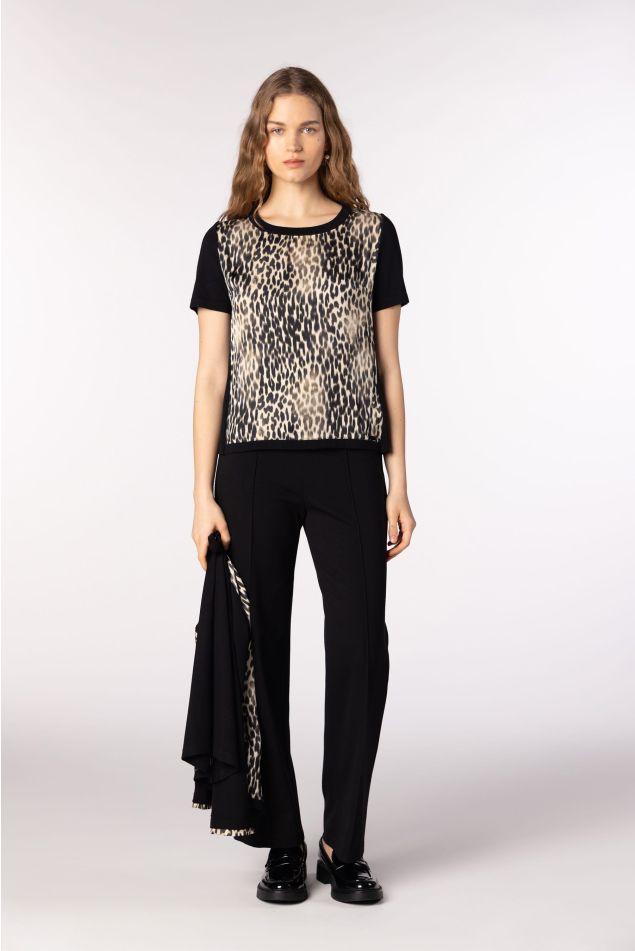 Printed Knit and Satin Twinset