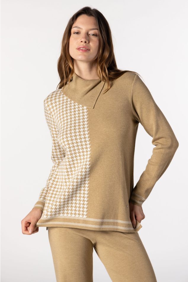 Jersey de punto jacquard de pata de gallo