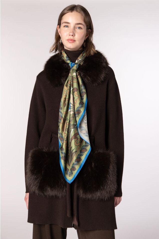 Ornamental Floral Satin Carré Scarf
