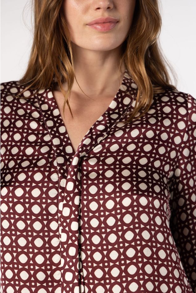 Geometric Print Satin Tunic Blouse
