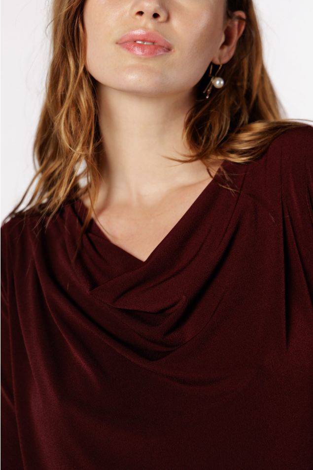 Draped Neckline Jersey Top