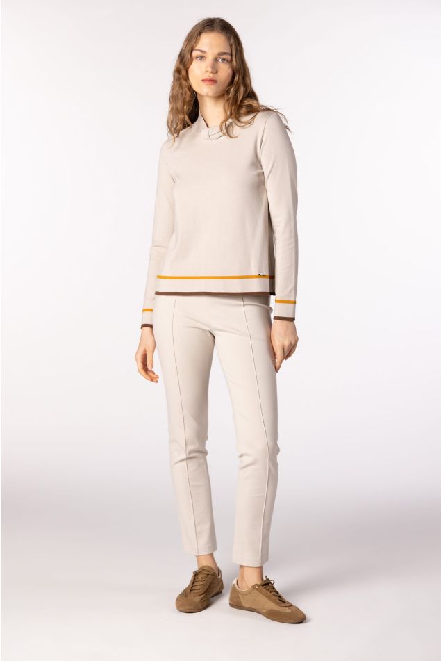 Skinny Trousers with Front Seam Detail