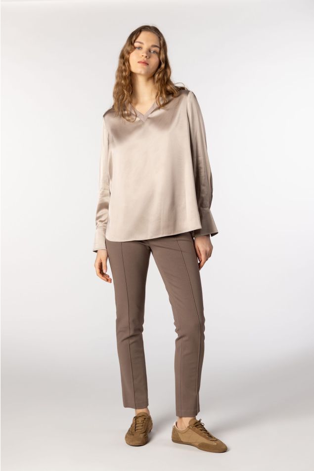 Skinny Trousers with Front Seam Detail