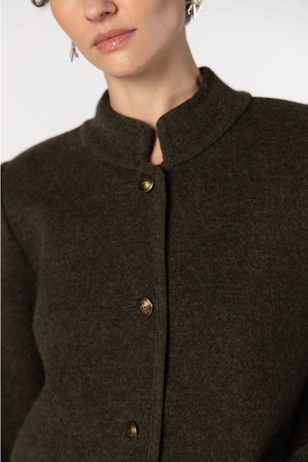 Boiled Wool Jacket with Metallic Buttons