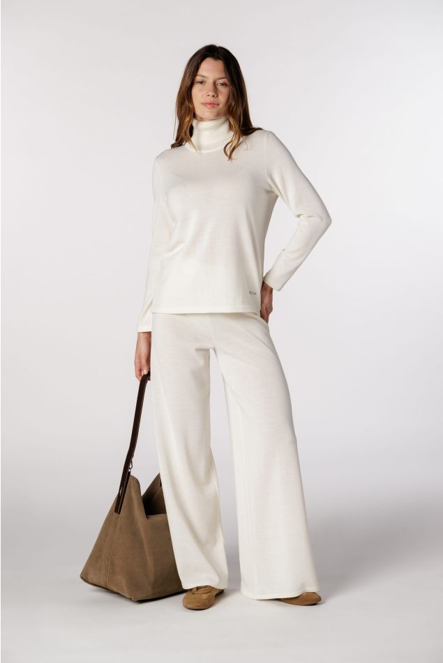 Wide-Leg Plain Knit Trousers