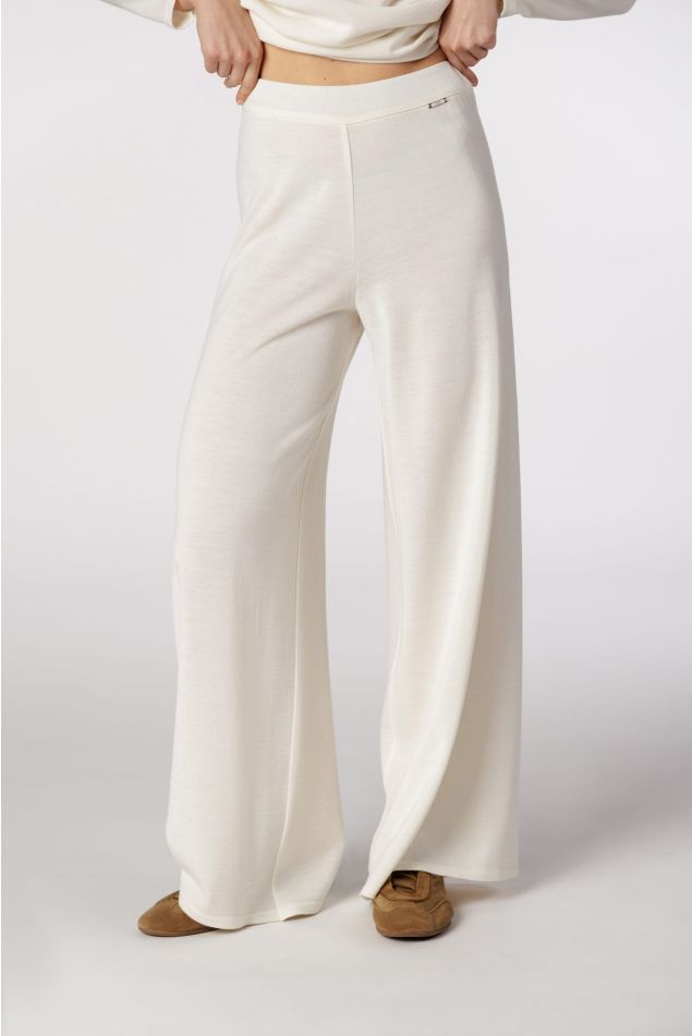 Wide-Leg Plain Knit Trousers