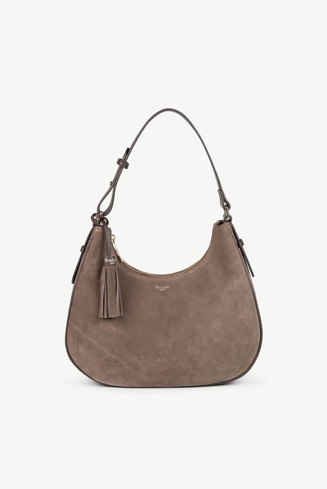 Medium soft crescent suede bag