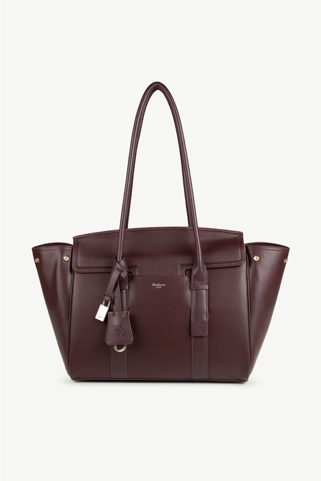 Large trapeze bag in smooth vegan leather