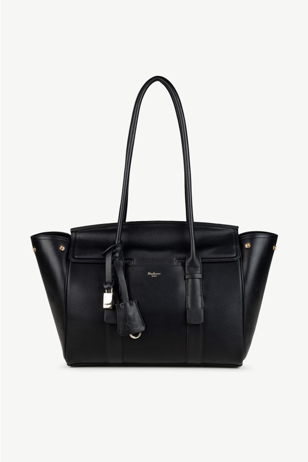 Large trapeze bag in smooth vegan leather