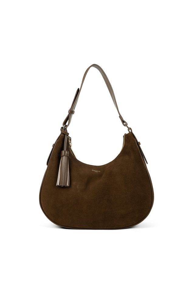Bolso Media Luna Tabaco Serraje