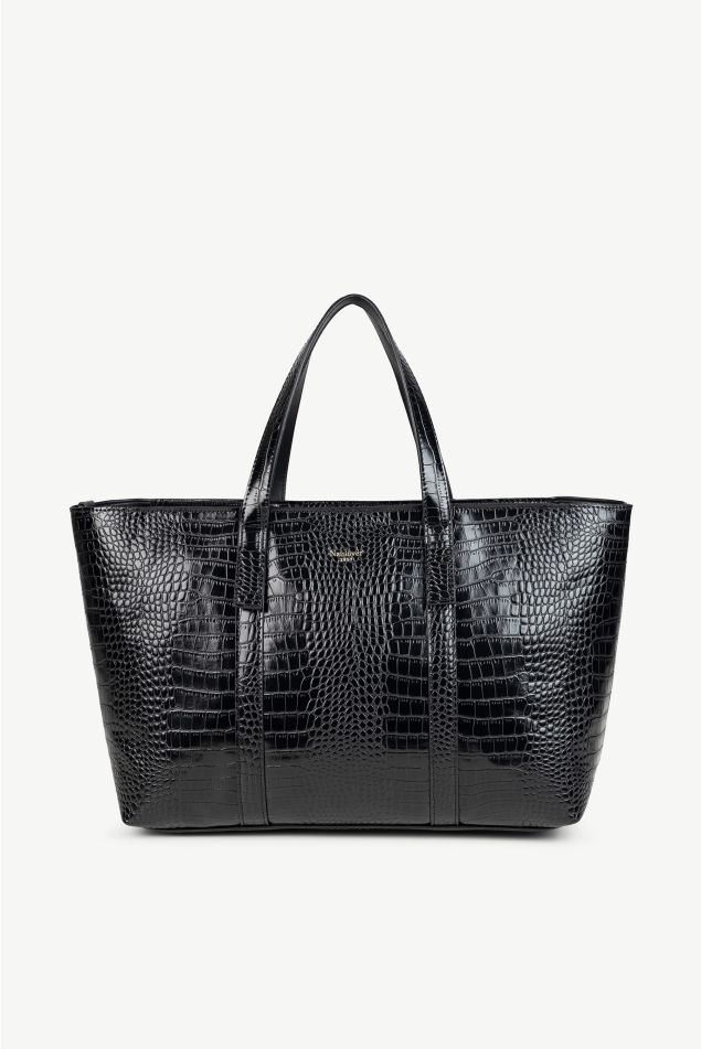 Croc-Effect Rectangular Shopping Bag