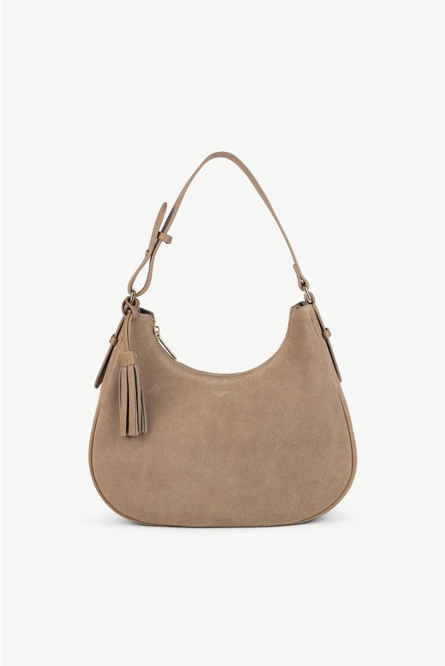 Medium soft crescent suede bag