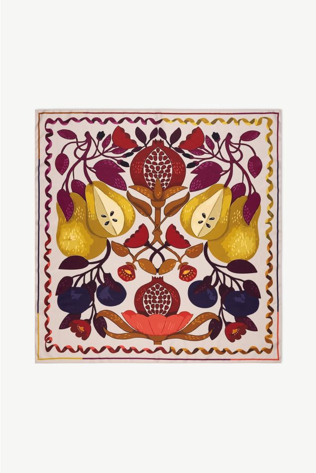 Fruit Print Satin Carré Scarf