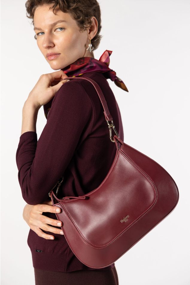 Structured Half-Moon Bag in Smooth Vegan Leather