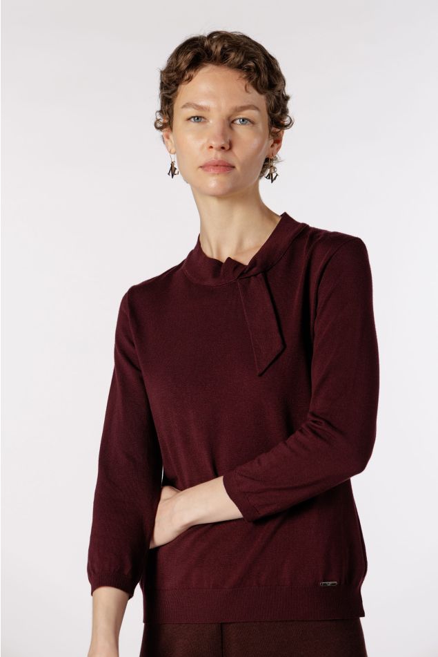 Knit Sweater with Knot Detail