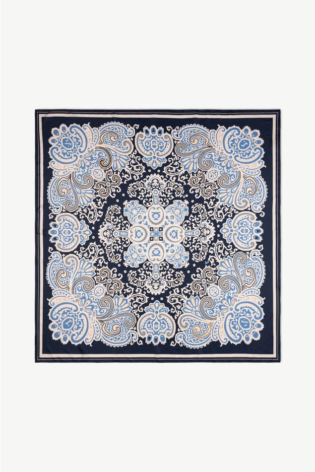Ornamental Paisley Satin Grand Carré Scarf