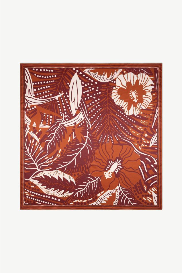Tropical Jungle Hibiscus Satin Grand Carré Scarf
