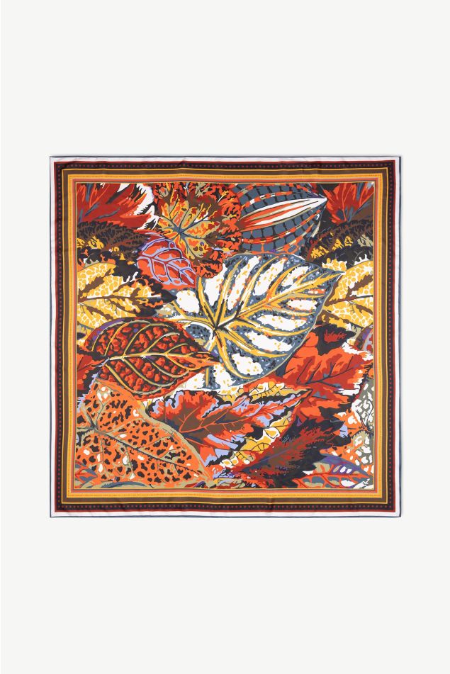 Botanical Floral Satin Grand Carré Scarf