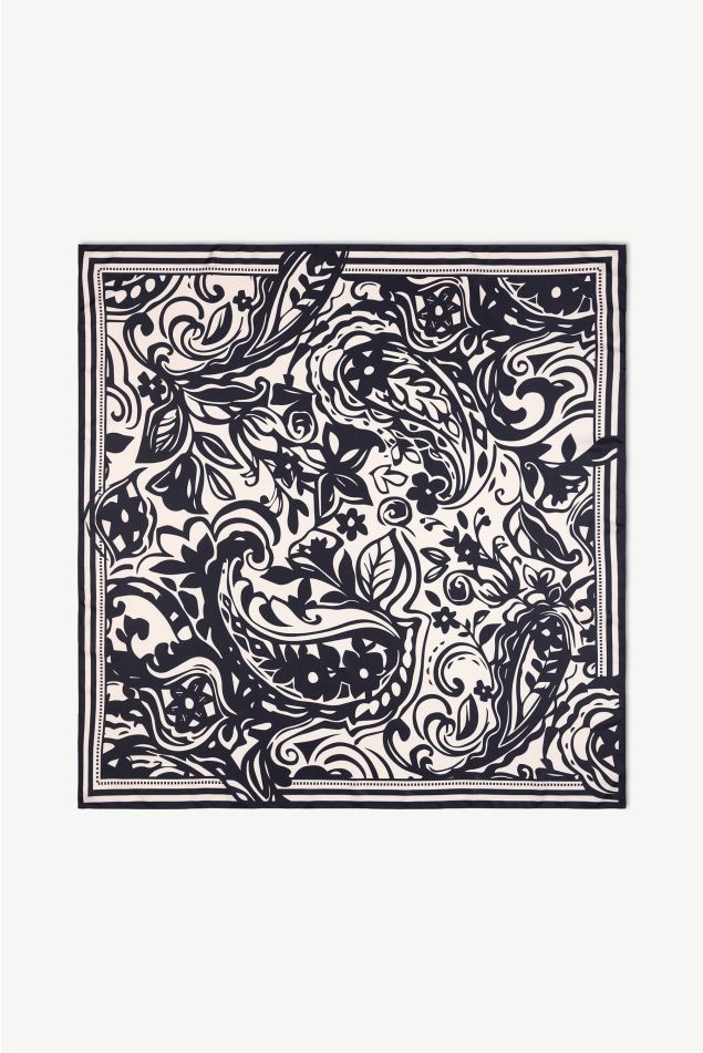 Paisley Print Satin Carré Scarf
