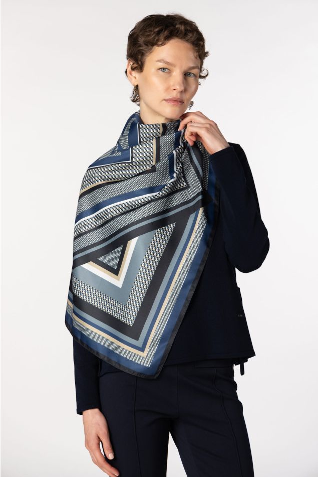 Logo Geometric Satin Carré Scarf