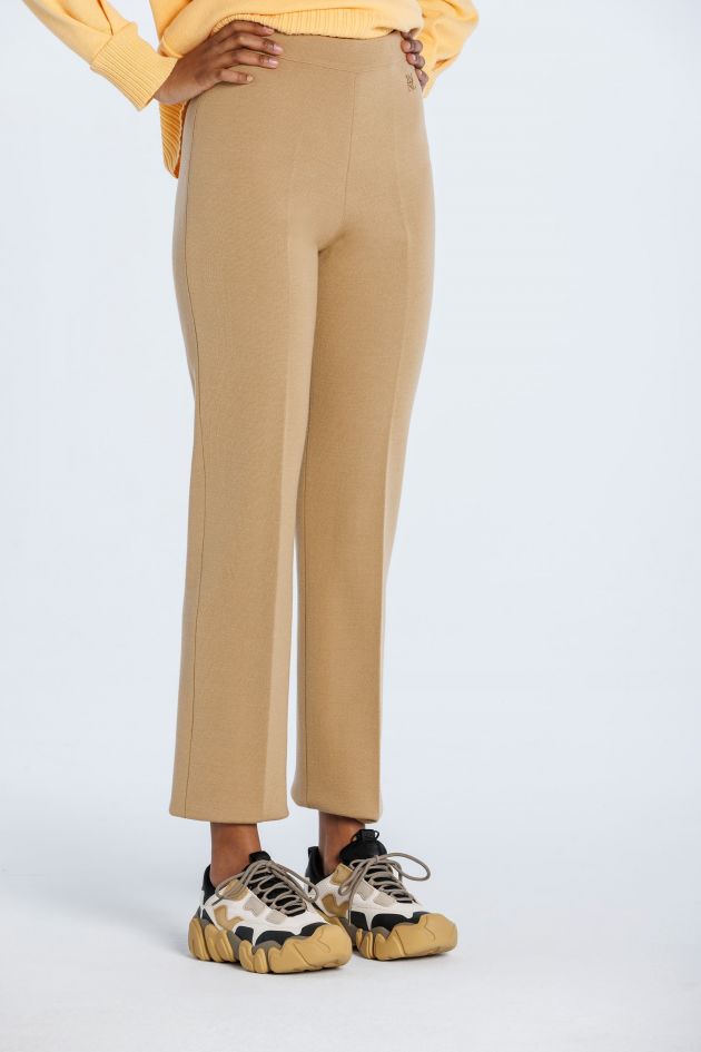 Straight-leg knit pants iced coffee | Naulover