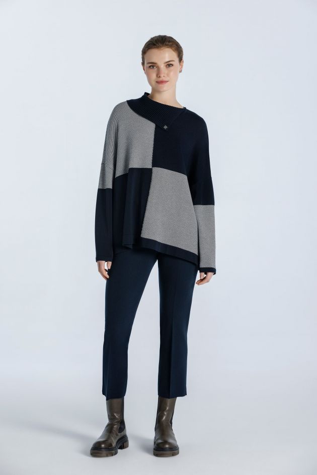 Split-turtleneck sweater dress blues 