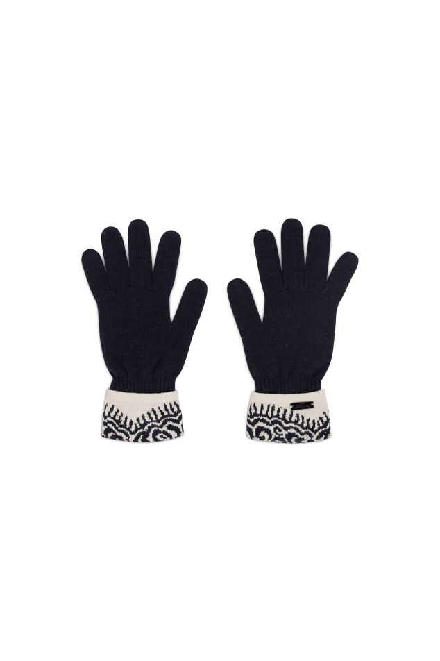 Guants de punt jacquard amb motiu de blonda