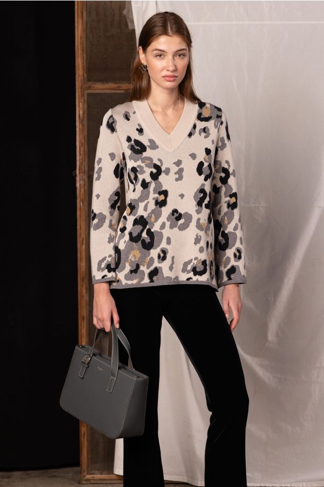 Pul·lòver de punt jacquard animal