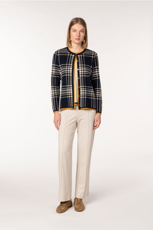 Twin set de punt jacquard quadre gal·lès