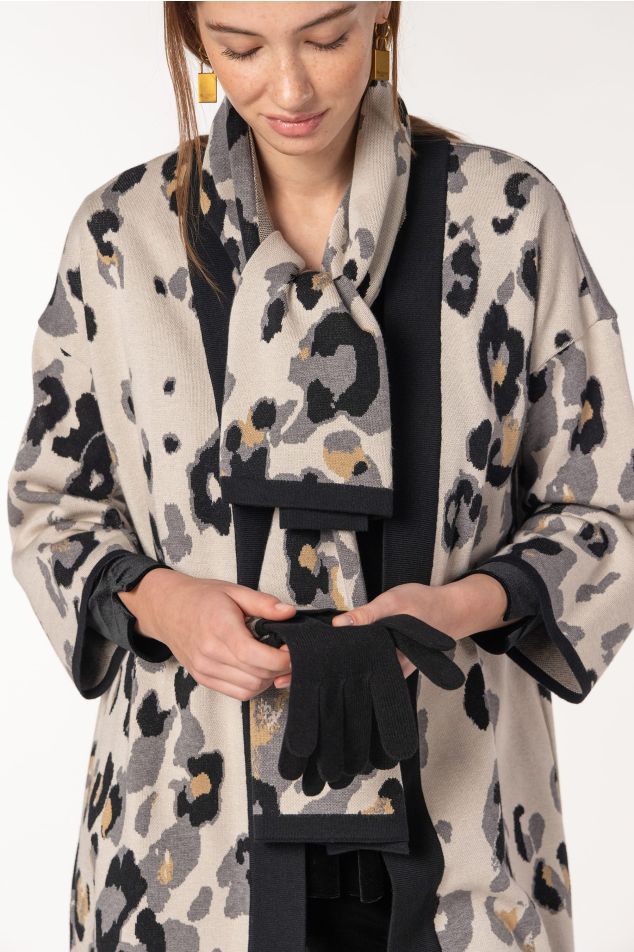 Guants de punt jacquard amb motiu animal