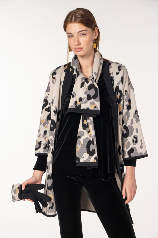Bufanda de punt jacquard amb motiu animal