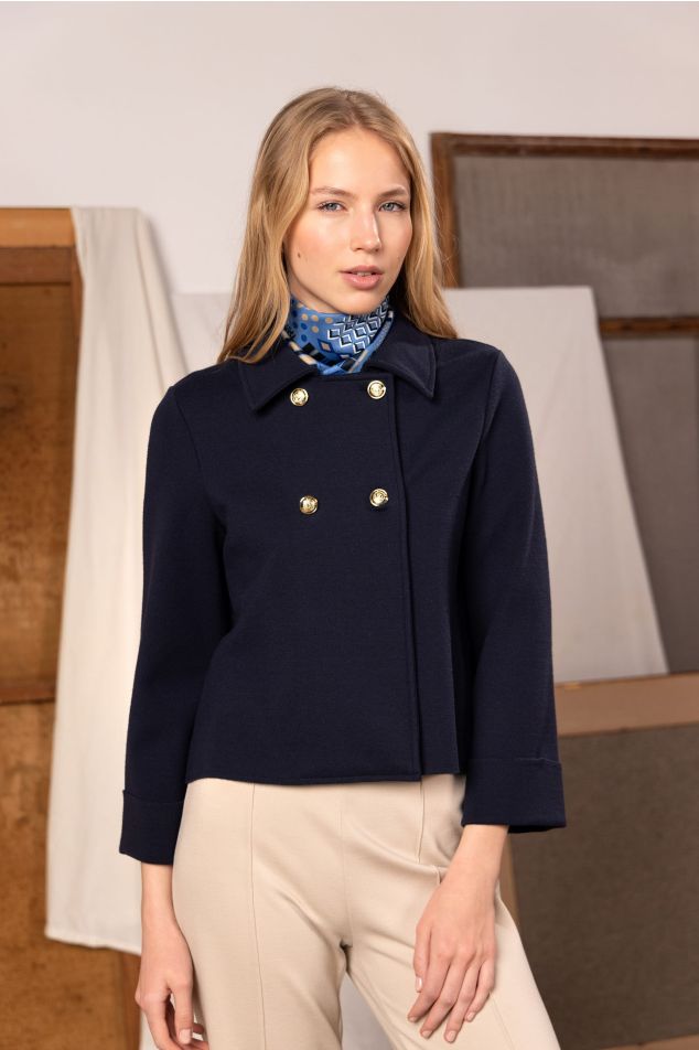 Chaqueta de punto Milano con cuello y cruce doble