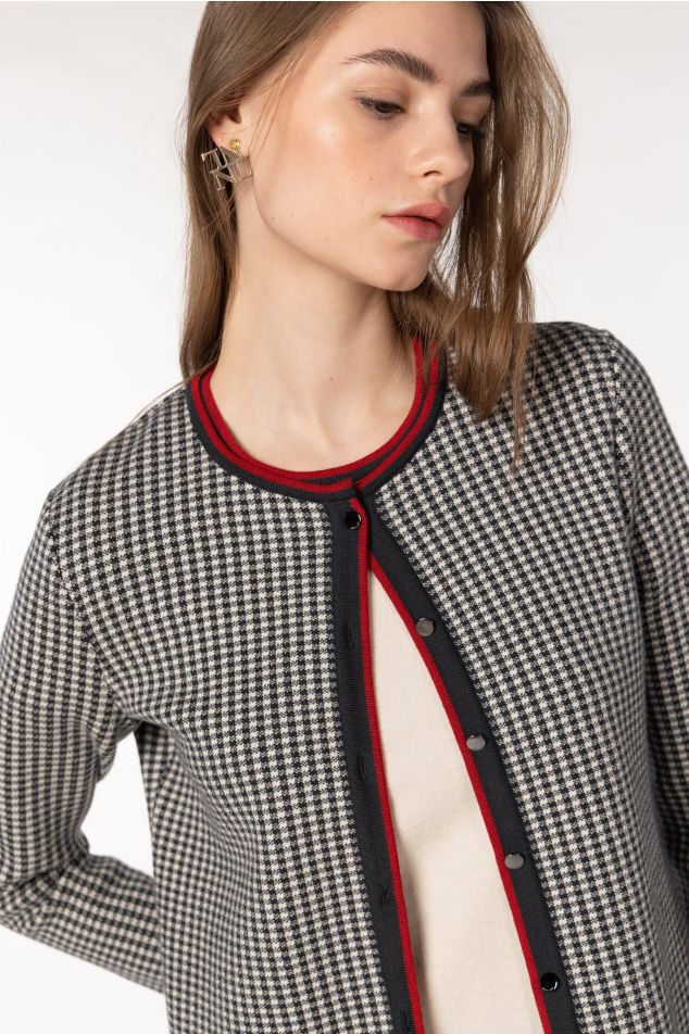 Càrdigan de punt jacquard quarde vichy