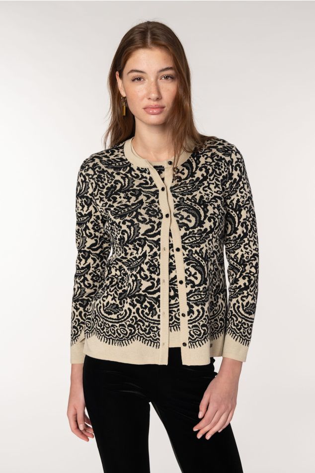 Twin set de punt jacquard blonda