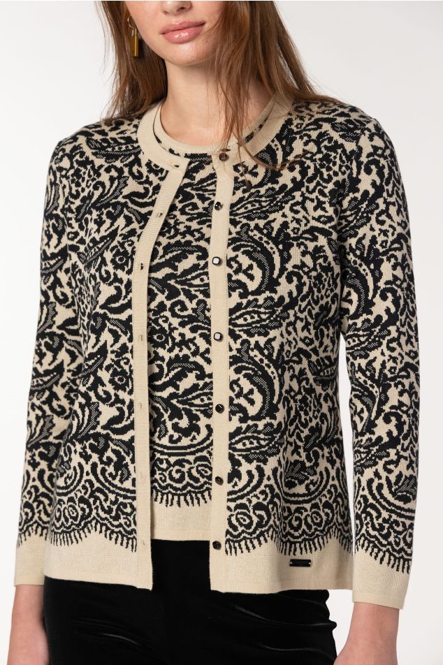 Twin set de punt jacquard blonda