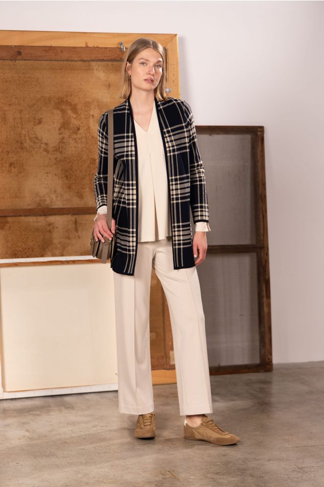 Jaqueta de punt jacquard amb quadre gal·lès