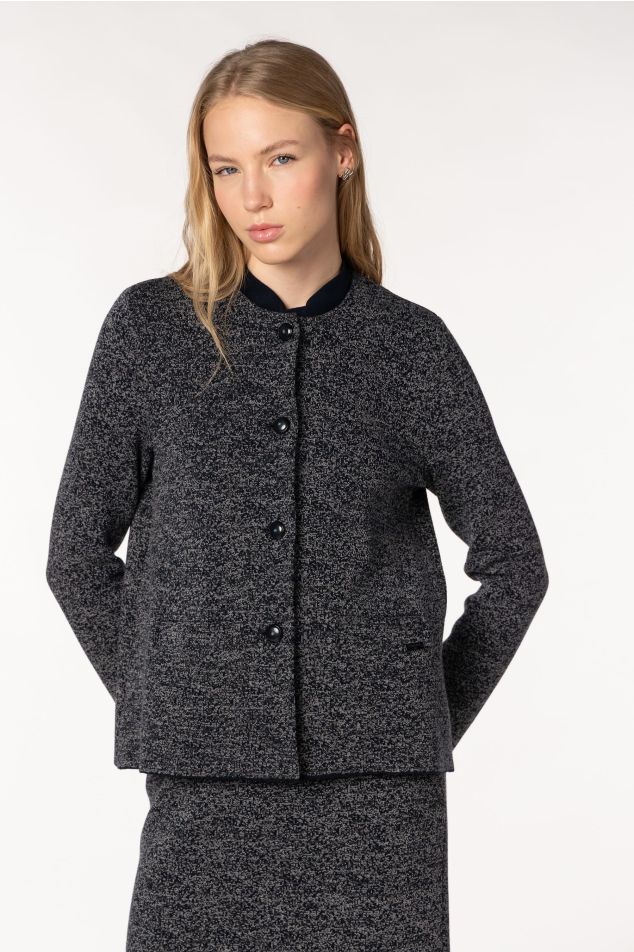 Casaco de malha jacquard liso falso