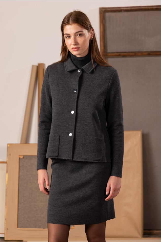 Milano knit jacket with collar