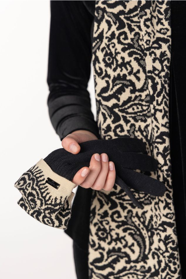 Guants de punt jacquard amb motiu de blonda
