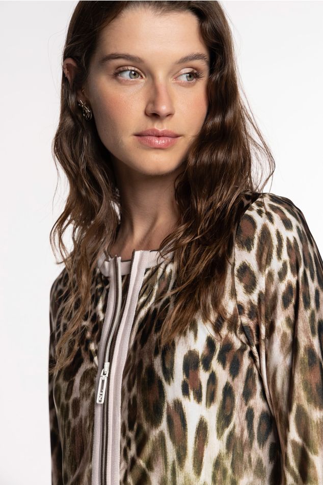 Càrdigan de punt circular amb vius en contrast
