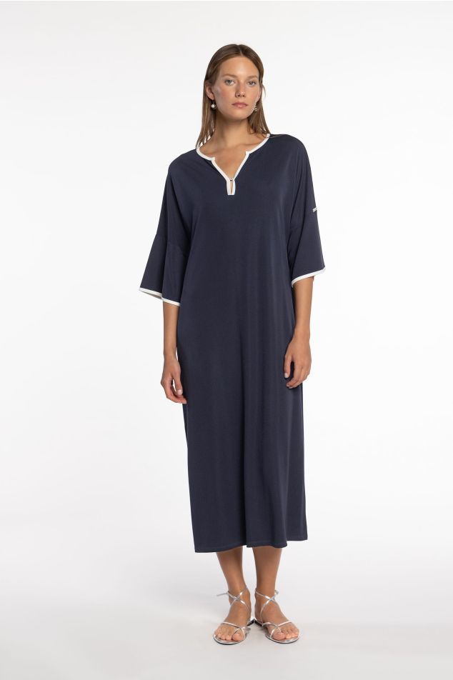 Vestit de punt circular amb vius en contrast