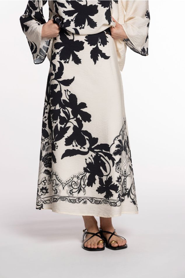 Faldilla llarga de bambula estampada floral