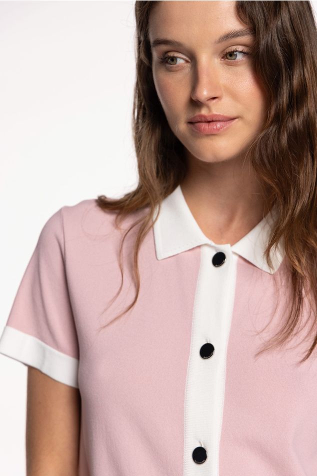 Camisa de punt amb vius en contrast