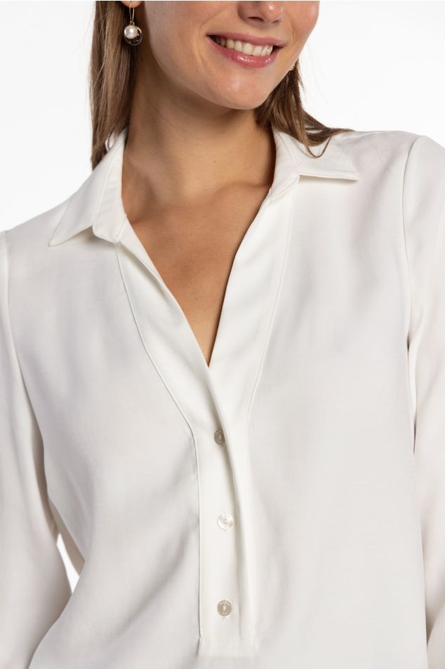 Brusa de cupro amb coll de camisa